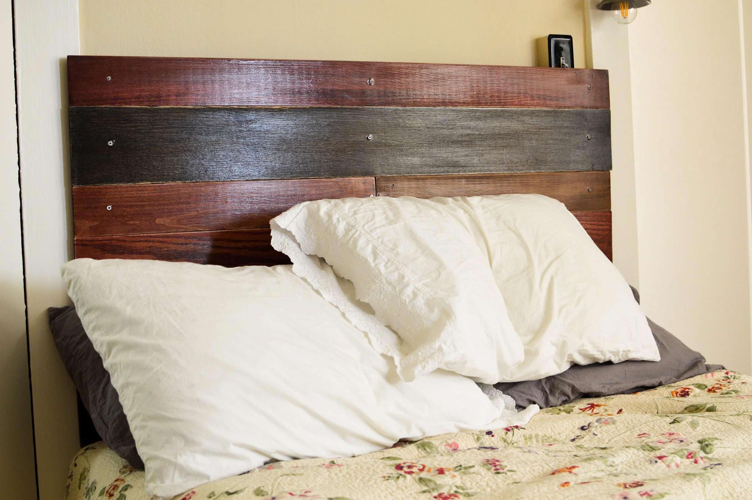 Wood slice headboard deals